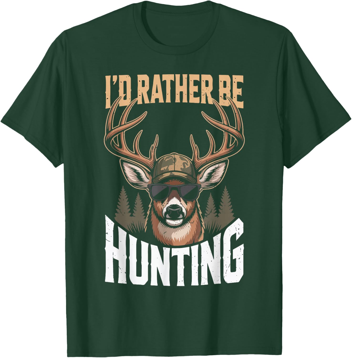 Id Rather Be Hunting Humor Boy Youth Camo Deer Hunting Funny T-Shirt - T-Shirt | Forest