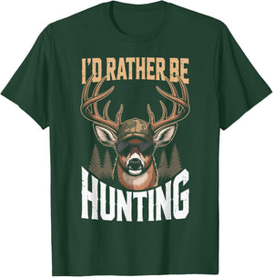 Id Rather Be Hunting Humor Boy Youth Camo Deer Hunting Funny T-Shirt - T-Shirt | Forest
