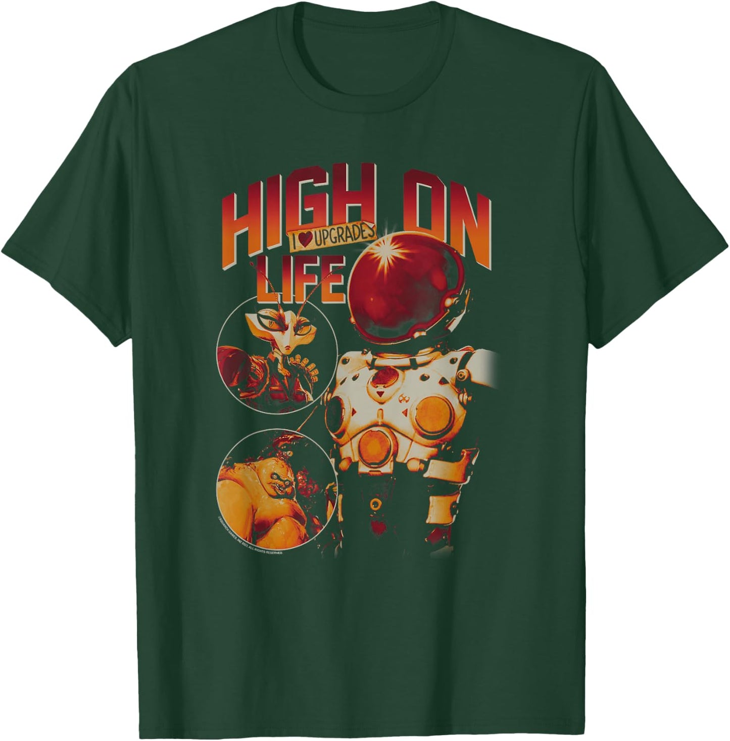 High on Life I Heart Upgrades Characters Circle Portraits T-Shirt - T-Shirt | Forest