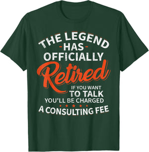 Legend Has Retired Men's Party - Classic Fit, , Short Sleeve, Humor Letter Print (Black) T-Shirt - T-Shirt | Forest