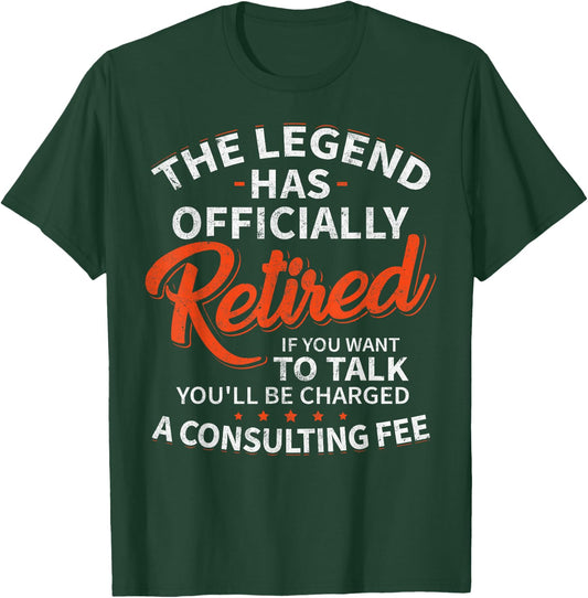Legend Has Retired Men's Party - Classic Fit, , Short Sleeve, Humor Letter Print (Black) T-Shirt - T-Shirt | Forest