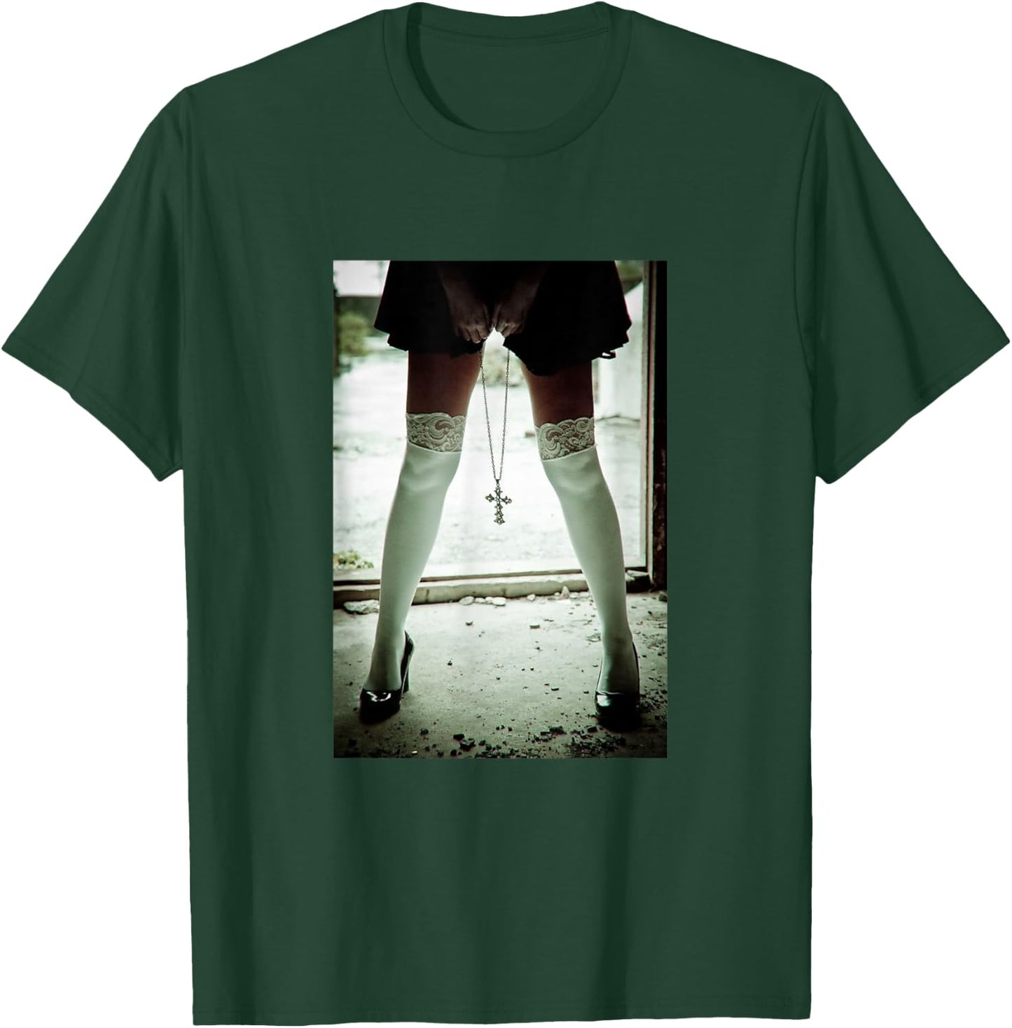 Sexy Sexy Mobile Phone Case Nun in Underwear Cross T-Shirt - T-Shirt | Forest
