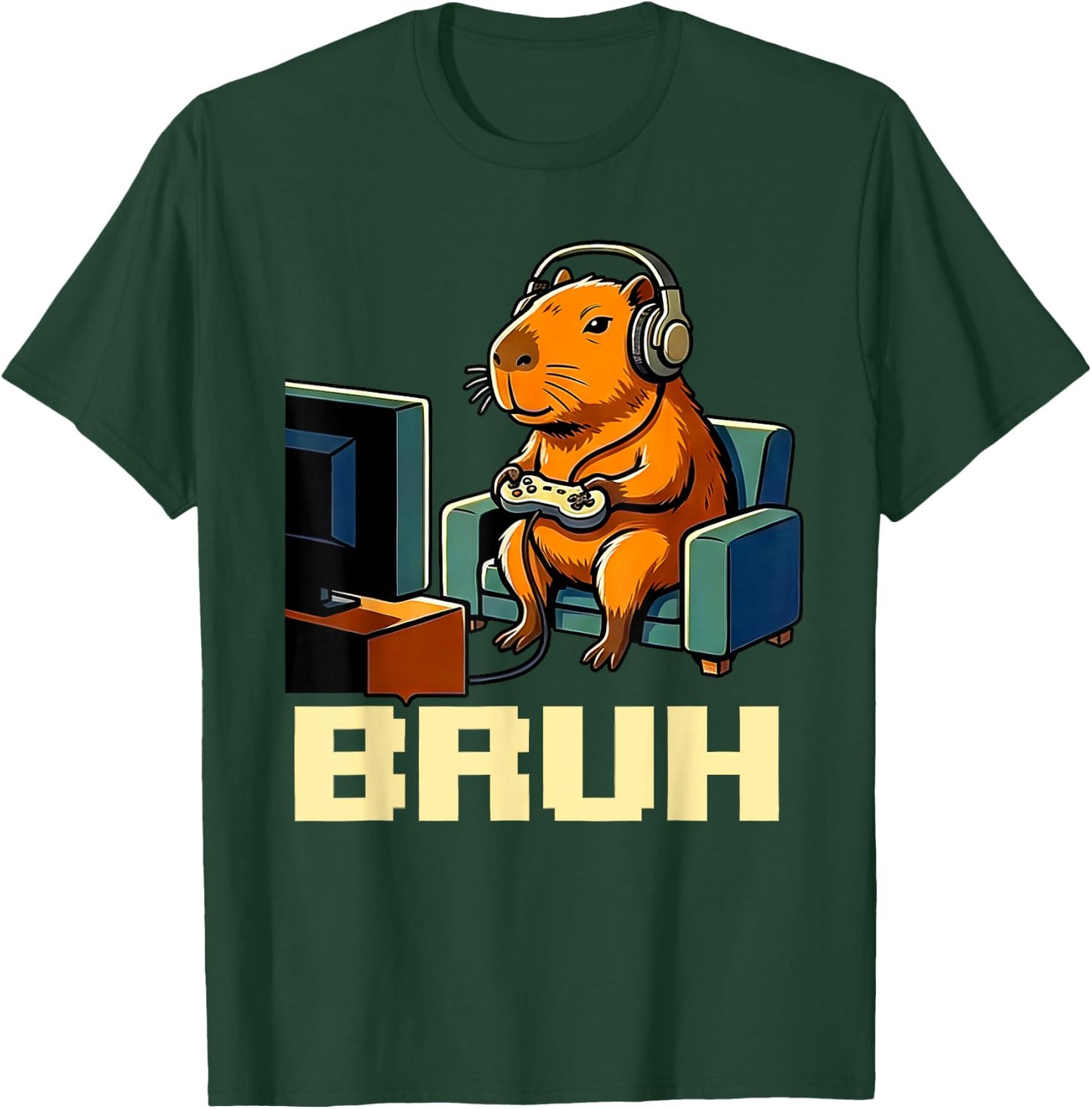 Bruh Video Games Boys Capybara Birthday Boy Bruh Gamer T-Shirt - T-Shirt | Forest