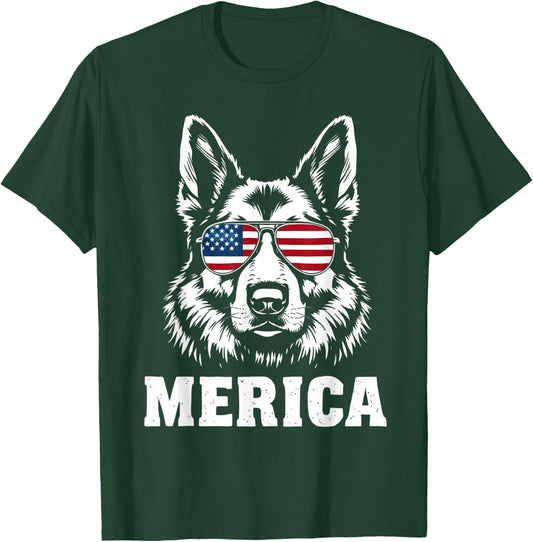 American Flag Merica german shepherd 4th Of July kids women T-Shirt - T-Shirt | Forest