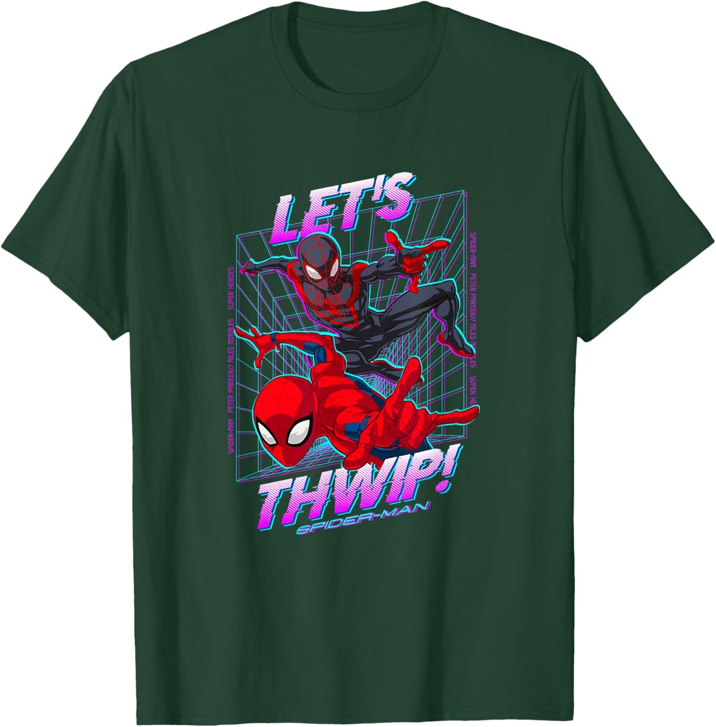 Marvel Comics Spider-Man Peter Parker Miles Morales Neon T-Shirt - T-Shirt | Forest
