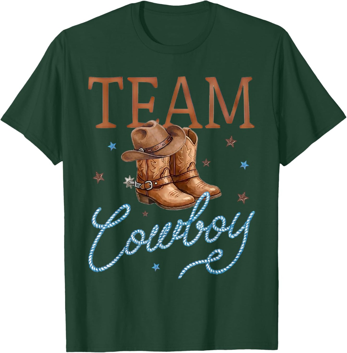 Cowboy Or Cowgirl Team Boy Girl Western Gender Reveal Family T-Shirt - T-Shirt | Forest