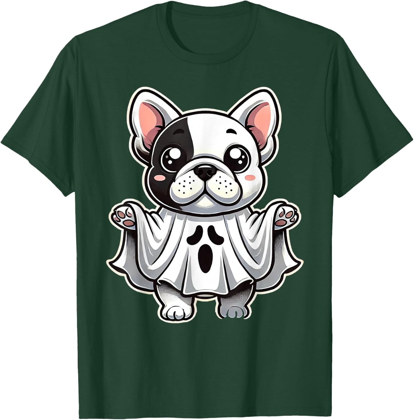Cute French Bulldog Ghost Costume Puppy Halloween Pup Men Women Kids T-Shirt - T-Shirt | Forest