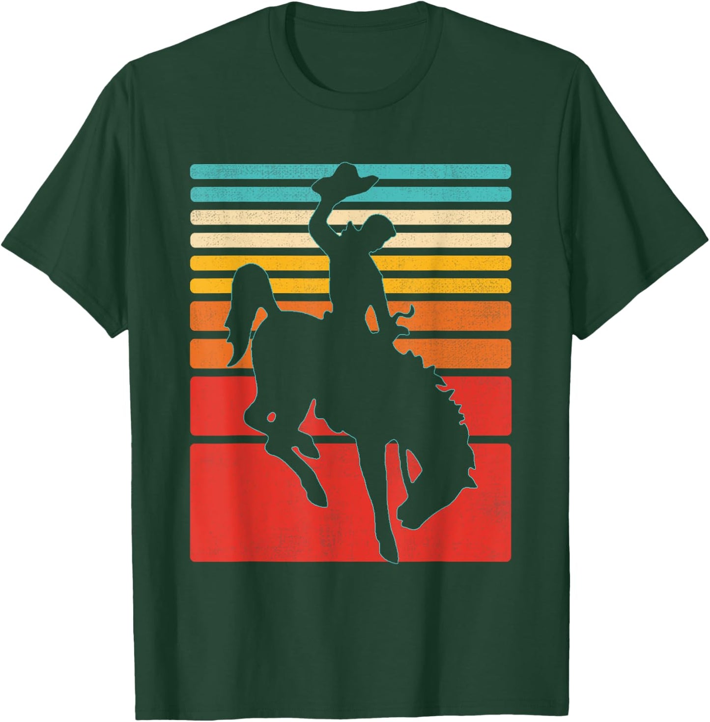 Rodeo Bucking Bronco Horse Retro Style T-Shirt - T-Shirt | Forest