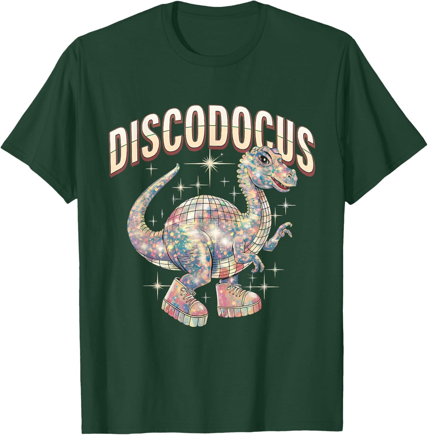 Disco Dinosaur Diplodocus 70s Dino Dancing Funny Disco Party T-Shirt - T-Shirt | Forest