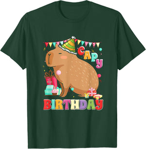 Capy Birthday Capybara Rodent Birthday Party - Children, Teenagers, Capybara Fans, Birthday Party - Children - Black - S - Cartoon - Capybara Birthday Shirt T-Shirt - T-Shirt | Forest