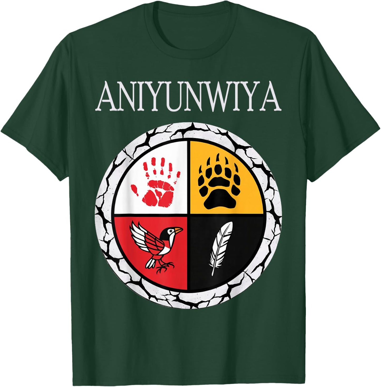 Aniyunwiya Cherokee Nation Native American Medicine Wheel T-Shirt - T-Shirt | Forest