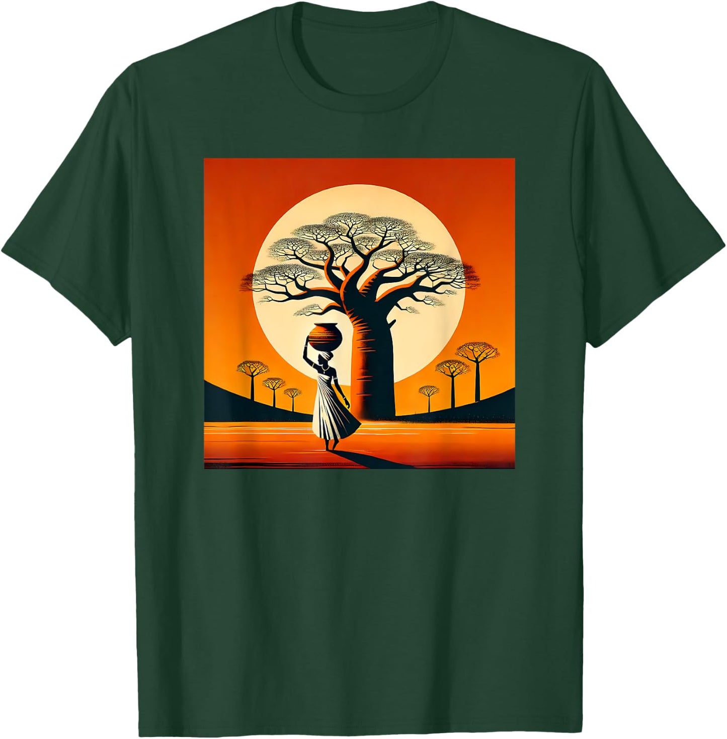 African Baobab, Sunset, Minimalist Style, Love Africa T-Shirt - T-Shirt | Forest