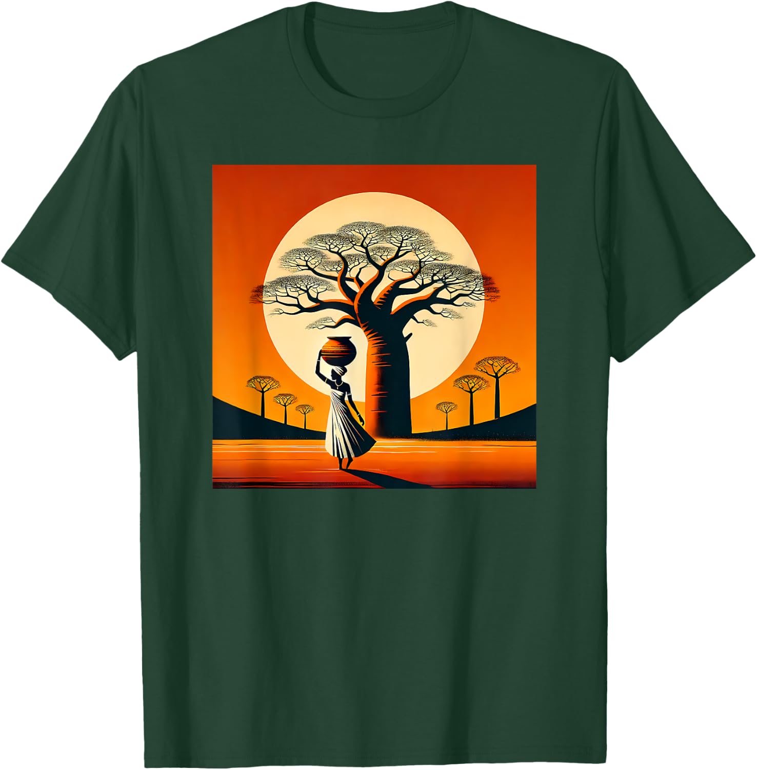 African Baobab, Sunset, Minimalist Style, Love Africa T-Shirt - T-Shirt | Forest