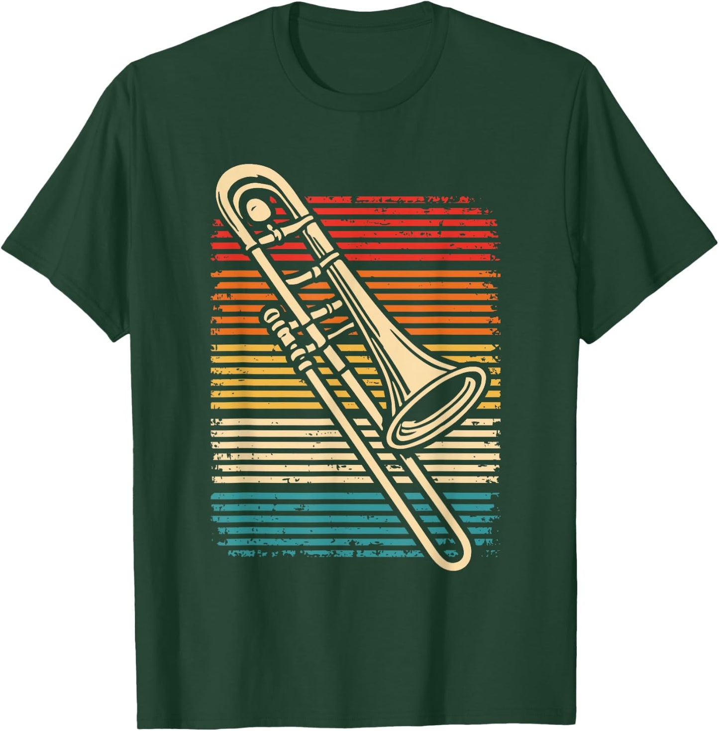Trombone Player Marching Band Retro Jazz Trombone T-Shirt - T-Shirt | Forest