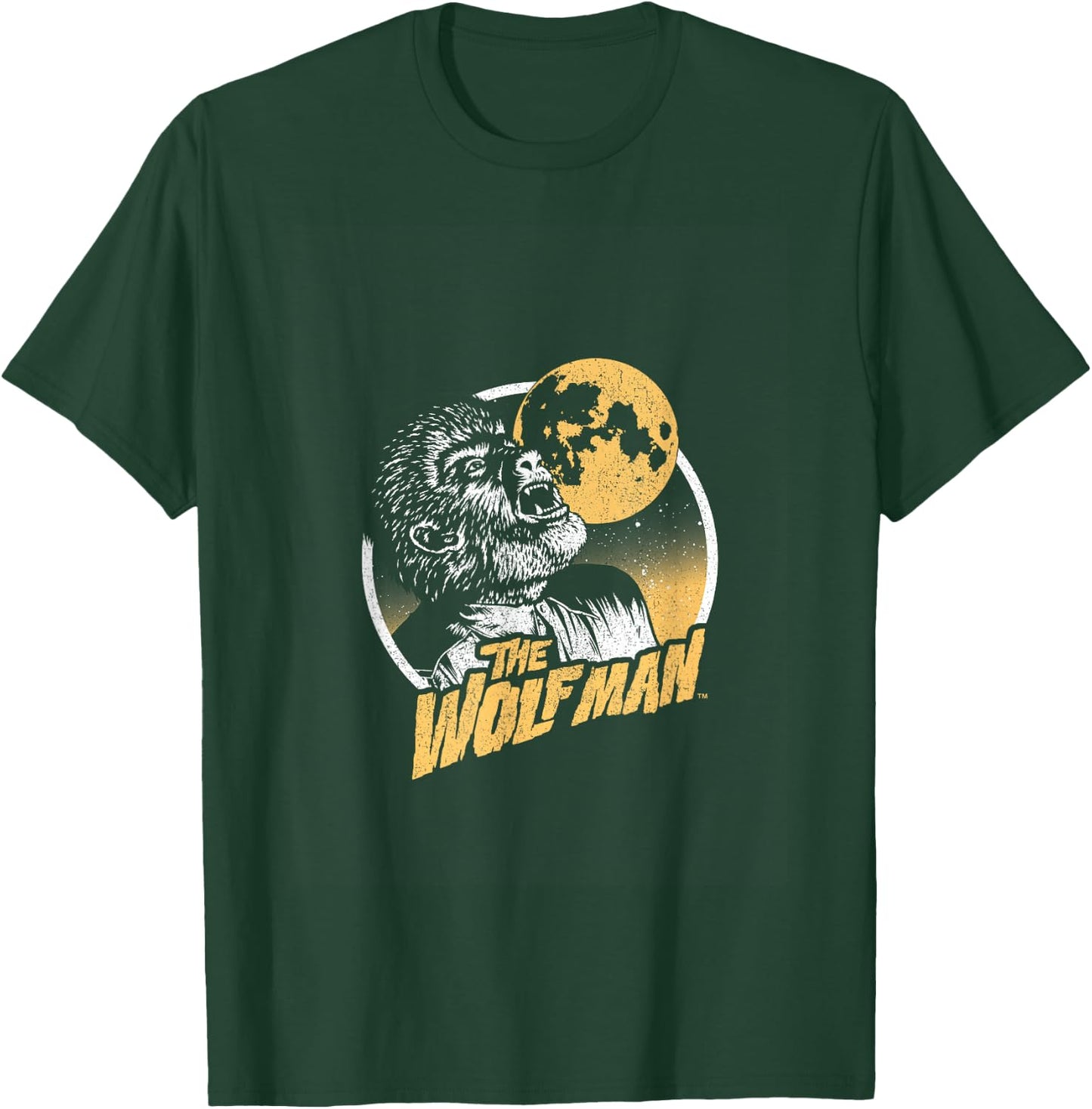 Universal Monsters Distressed Wolfman Circle Portrait Logo T-Shirt - T-Shirt | Forest