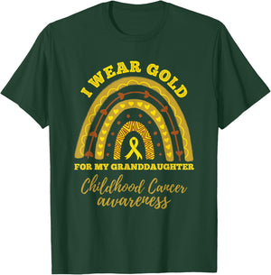 I Wear Gold For My Granddaughter Childhood Cancer Awareness T-Shirt - T-Shirt | Forest