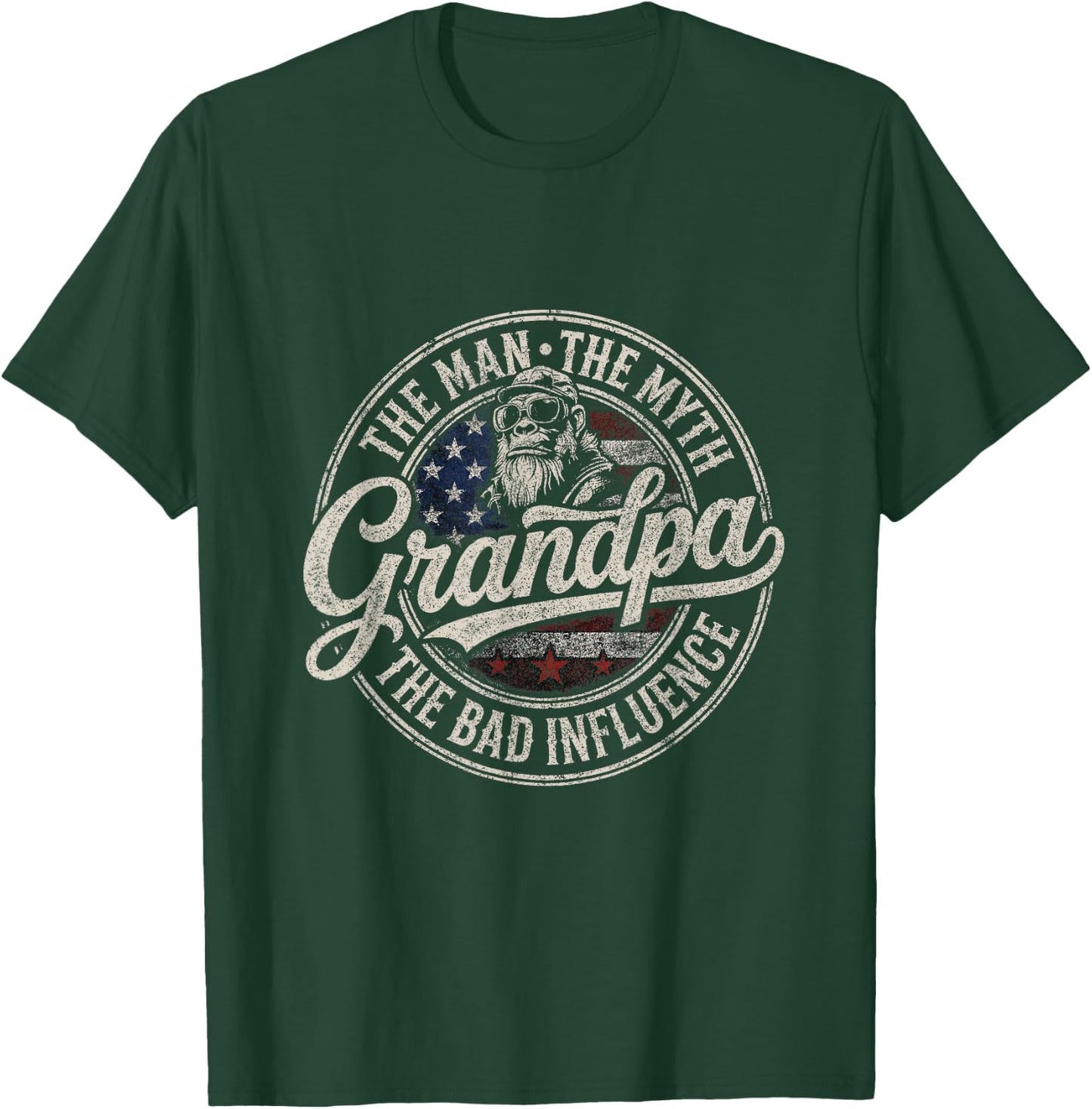 The Man The Myth Grandpa The Bad Influence Monkey T-Shirt - T-Shirt | Forest