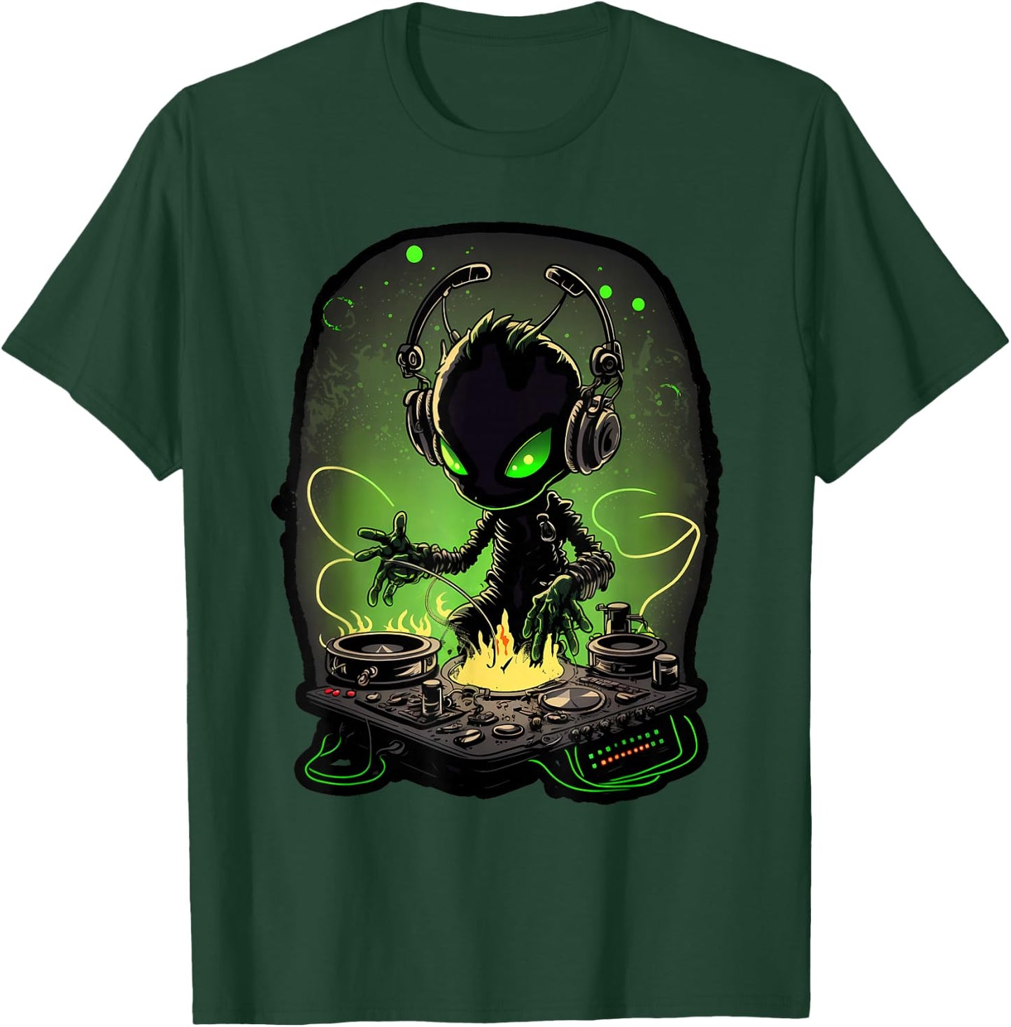 Astronaut Alien DJ, Alien DJing in Space, EDM Alien Rave T-Shirt - T-Shirt | Forest