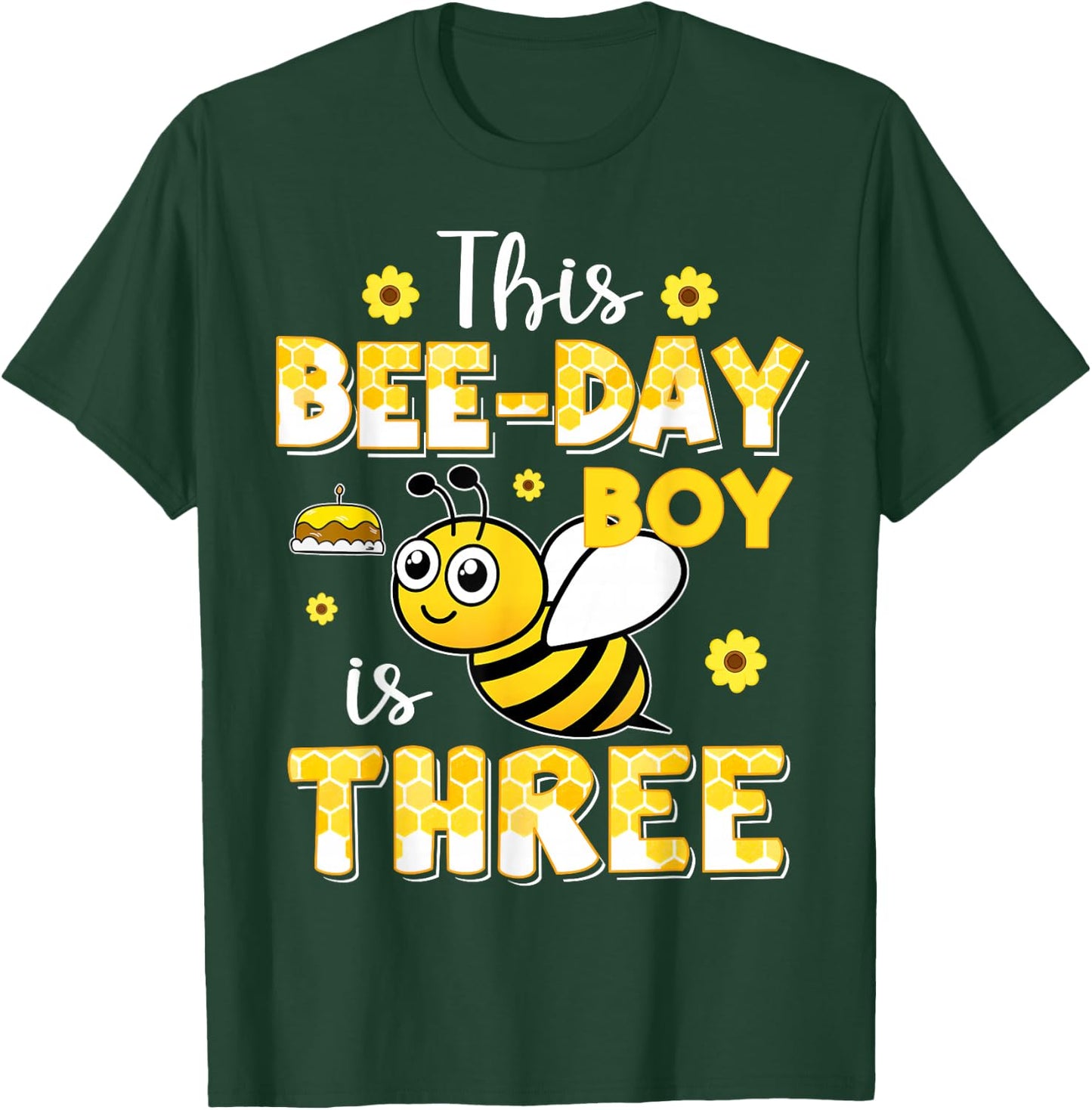This Bee-Day Boy Is Three 3 Years Old 3rd Birthday Bumble T-Shirt - T-Shirt | Forest