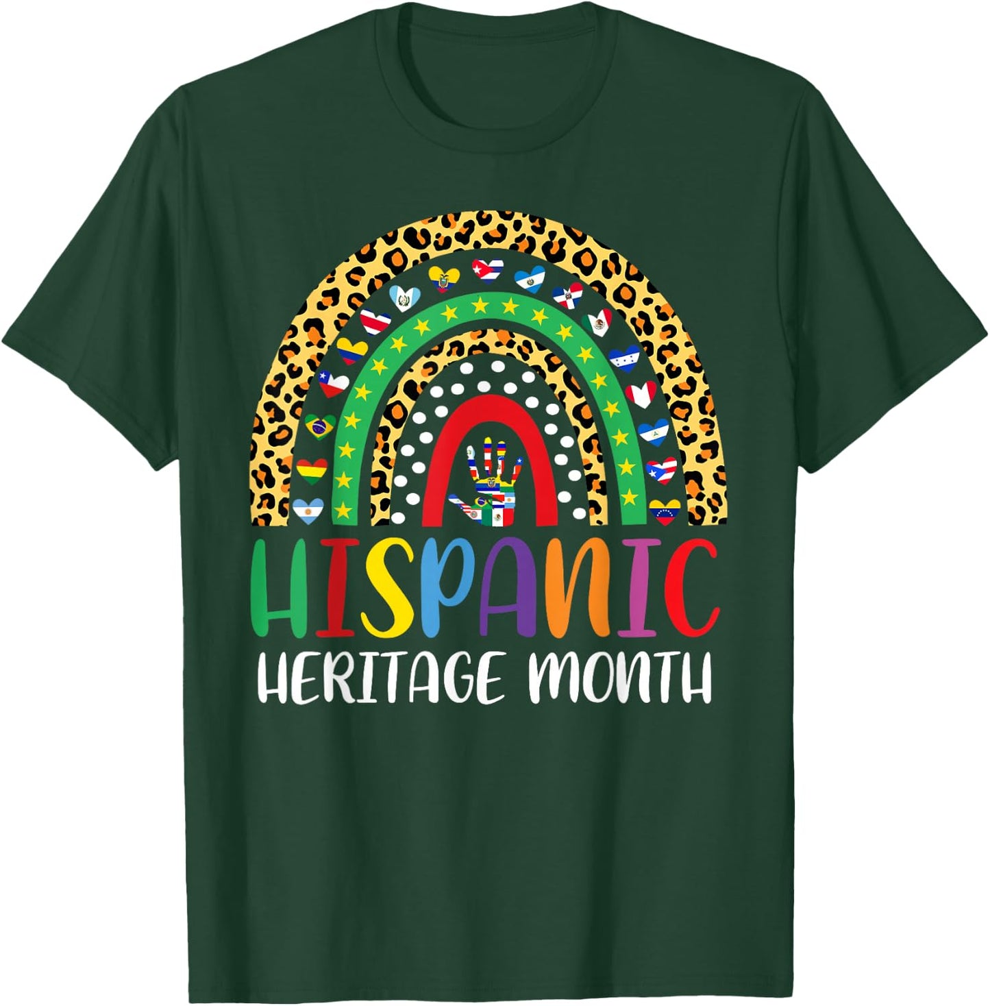 National Hispanic Heritage Month Rainbow Countries Flags T-Shirt - T-Shirt | Forest