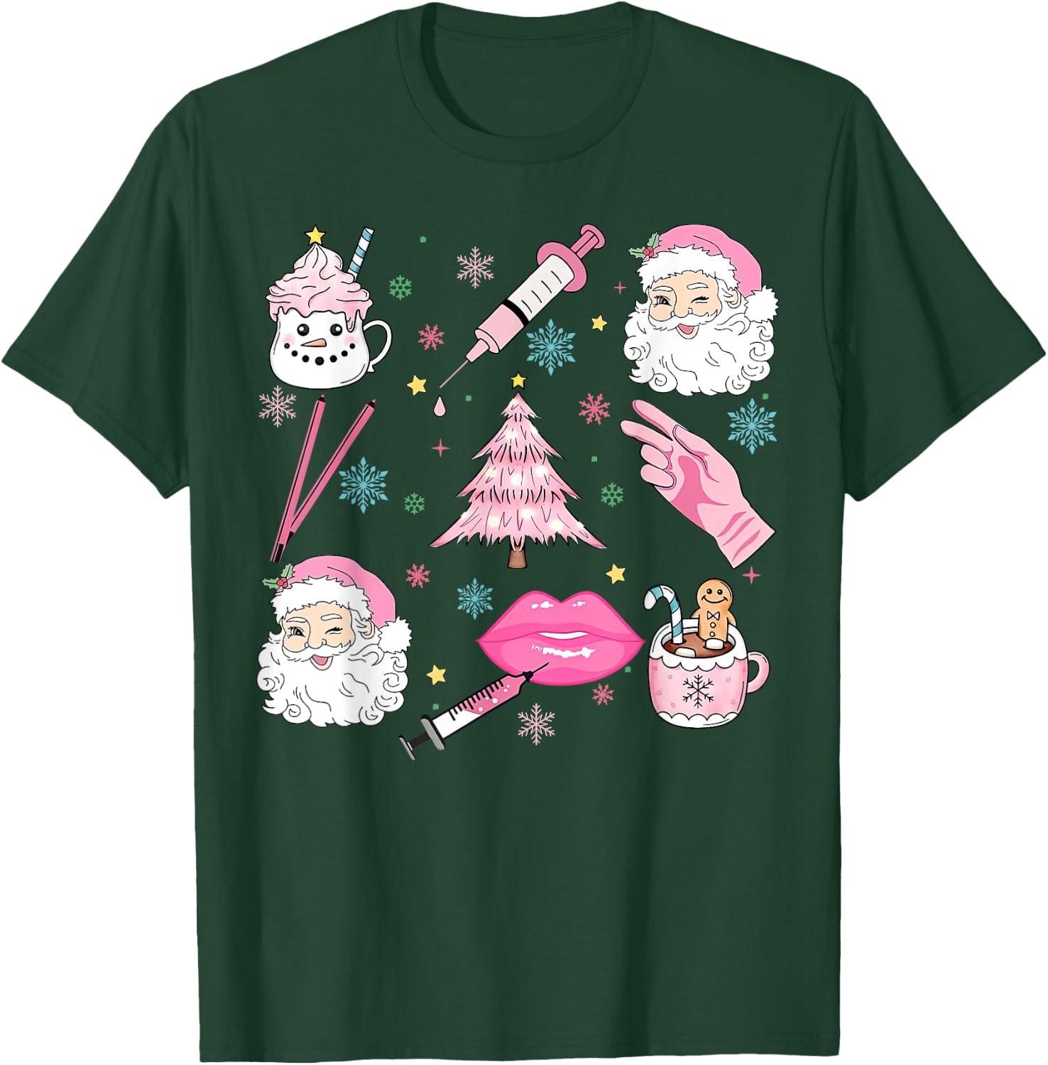 Retro Christmas Botox Dealer Aesthetic Nurse Injector Filler T-Shirt - T-Shirt | Forest