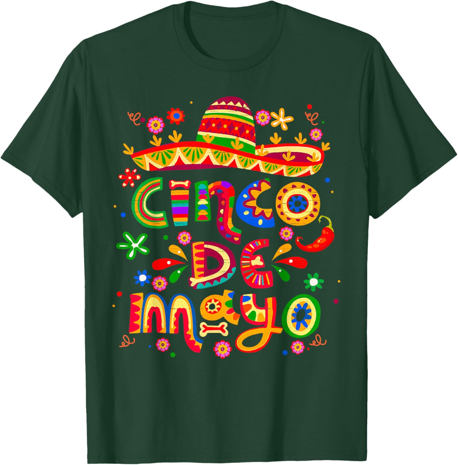 Cinco De Mayo Mexican Fiesta celebrate 5 De Mayo May 5 T-Shirt - T-Shirt | Forest