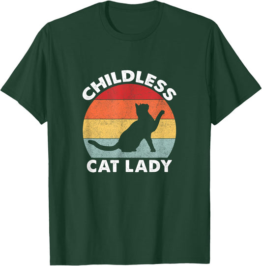 Vintage Childless Cat Lady T-Shirt - T-Shirt | Forest