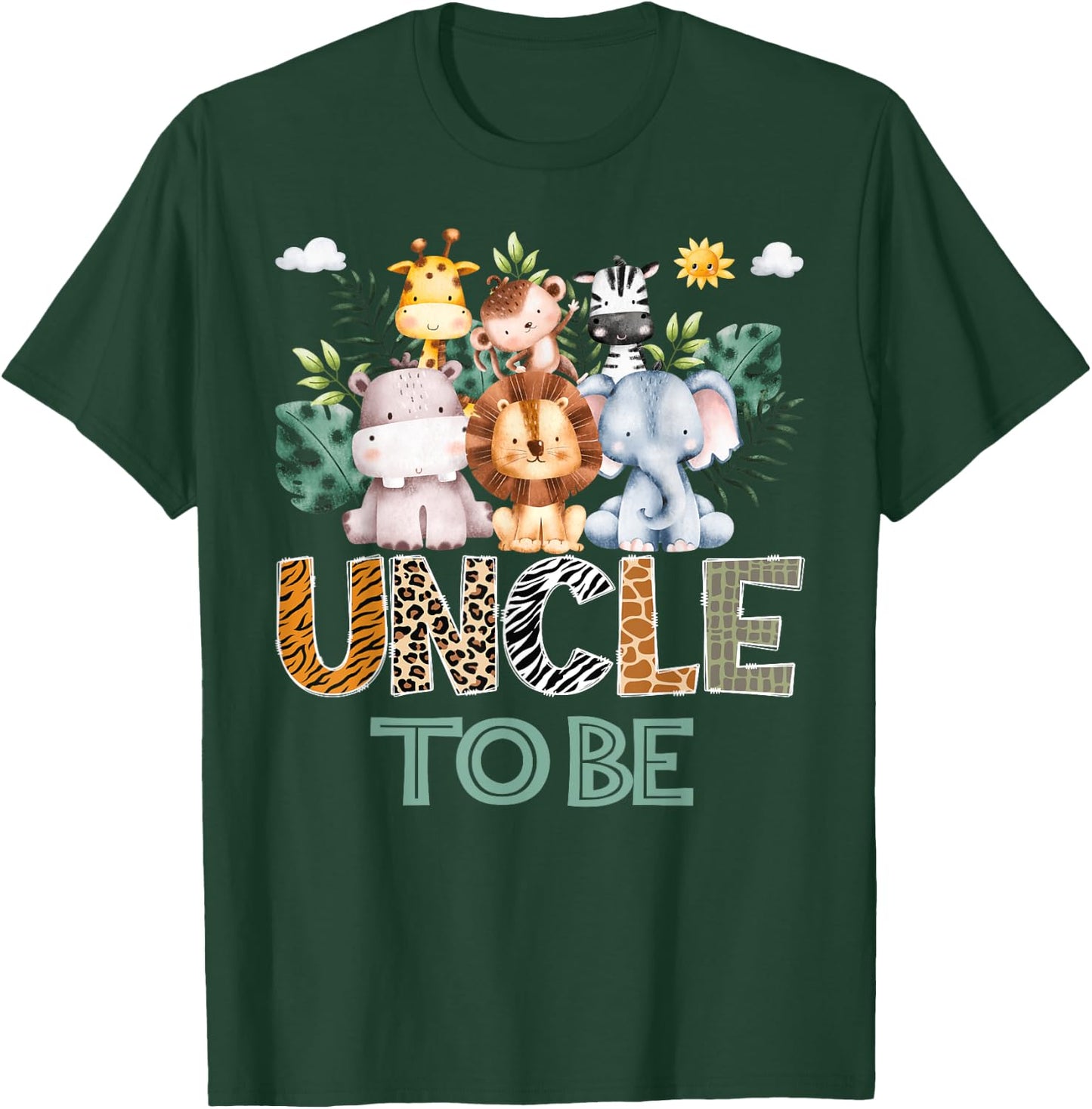 Soon To Be Uncle Jungle Animal Safari Gender Reveal T-Shirt - T-Shirt | Forest
