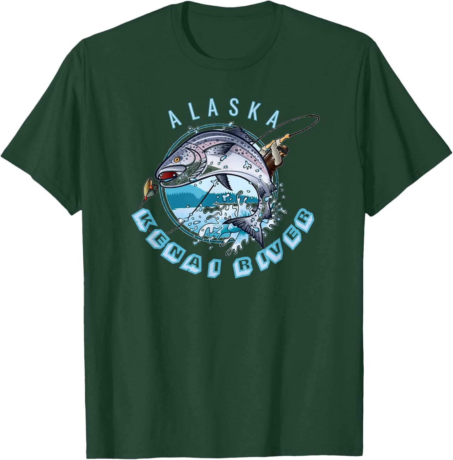 Kenai River Alaska Alaskan Salmon Fishing Trip AK Souvenir T-Shirt - T-Shirt | Forest