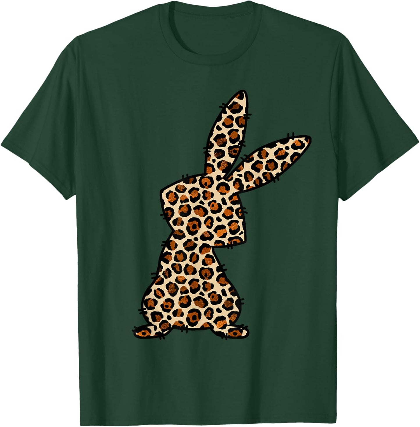 Women's Happy Easter Bunny Leopard Print Leo Rabbit Ears Easter , White T-Shirt - T-Shirt | Forest