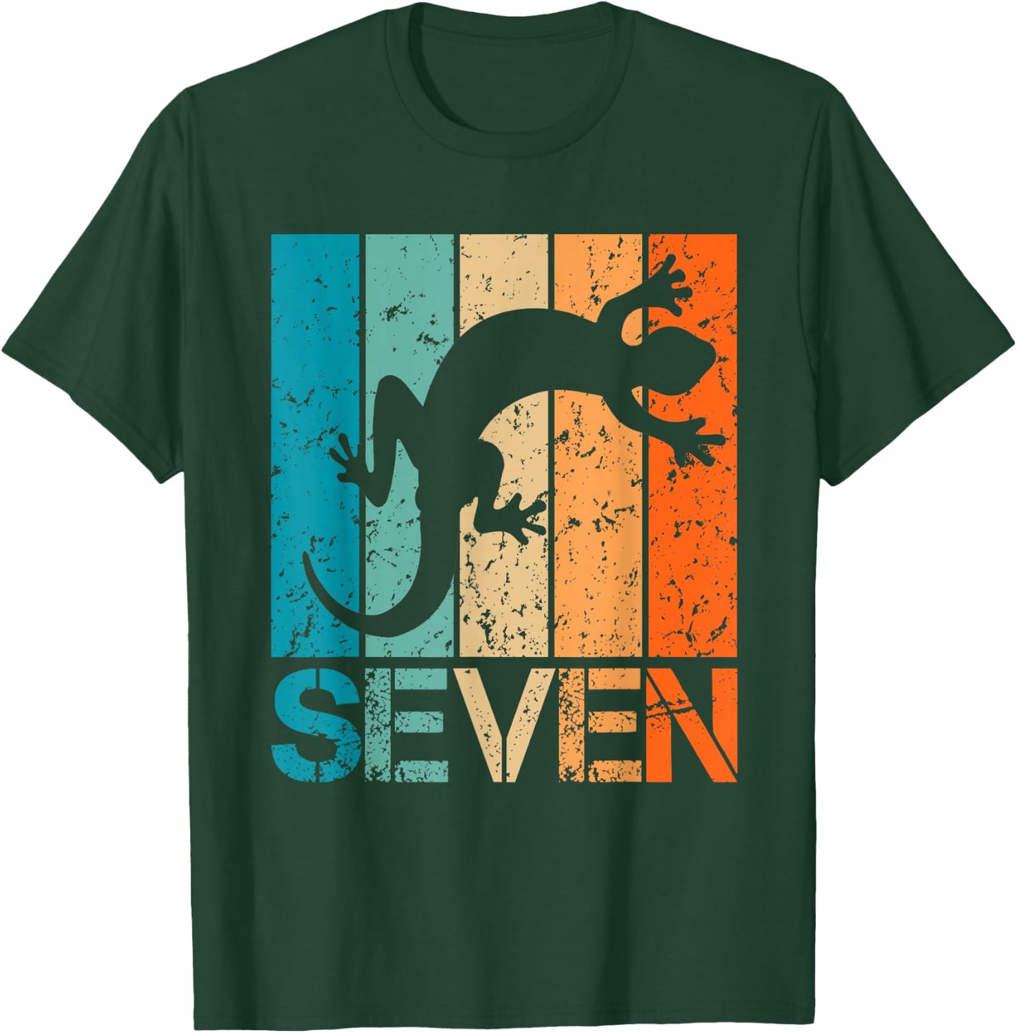 7th Lizard Birthday 7 Year Old 7yr Boy Girl Birthday Reptile T-Shirt - T-Shirt | Forest