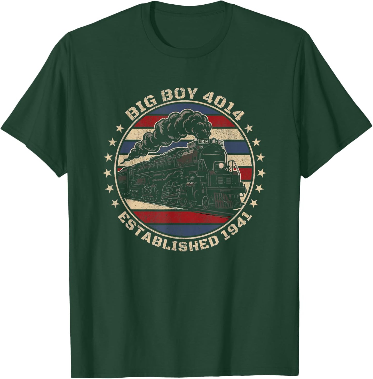 Big Boy 4014 Train Engineer Steam Train Conductor American T-Shirt - T-Shirt | Forest