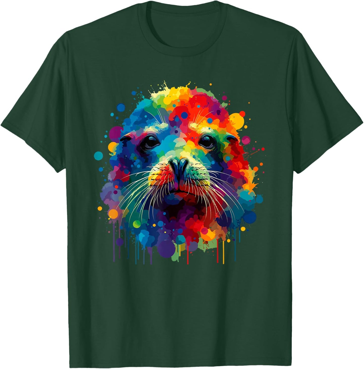 Colorful Splash Art Hawaiian Monk Seal Seals T-Shirt - T-Shirt | Forest