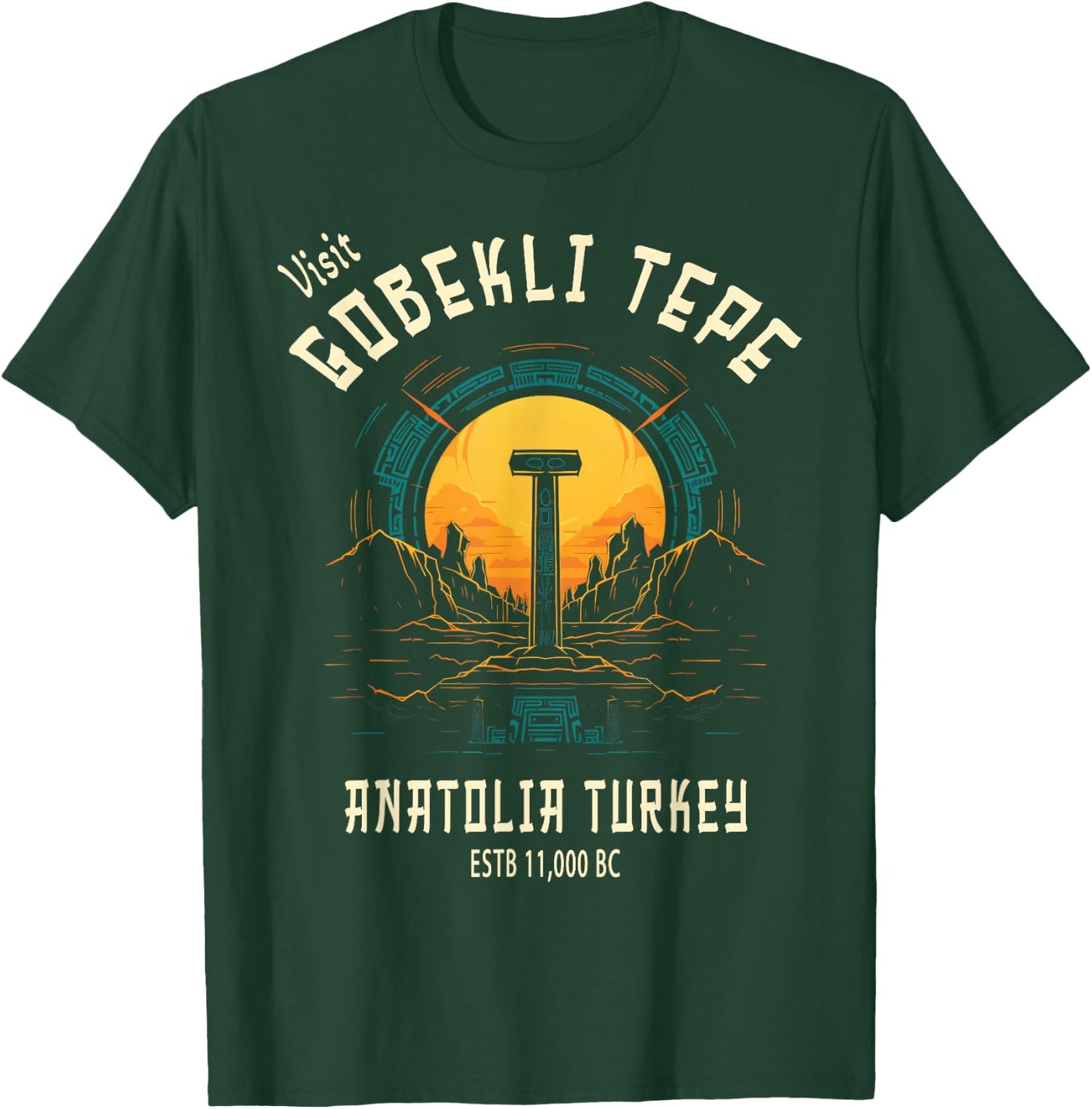Gobekli Tepe Souvenirs and Memento Store Gobekli Tepe , -Adults, Black, Small, Short Sleeve T-Shirt - T-Shirt | Forest