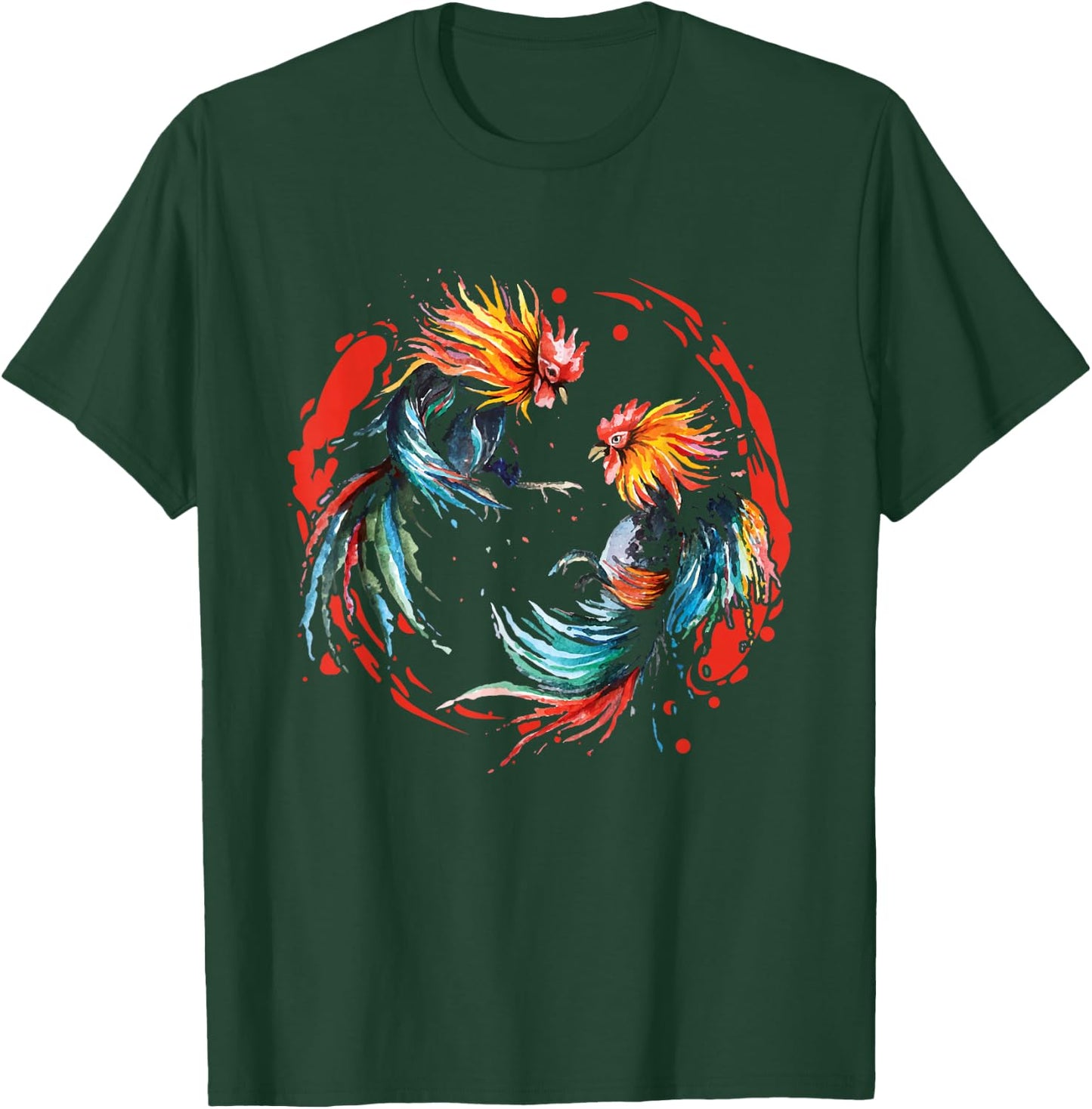Peleas De Gallos Chickens Roosters Fighting - Black, -Adults, Short Sleeve, Classic Fit, Cotton 65% Polyester 35%, Cockfighting Enthusiasts T-Shirt - T-Shirt | Forest