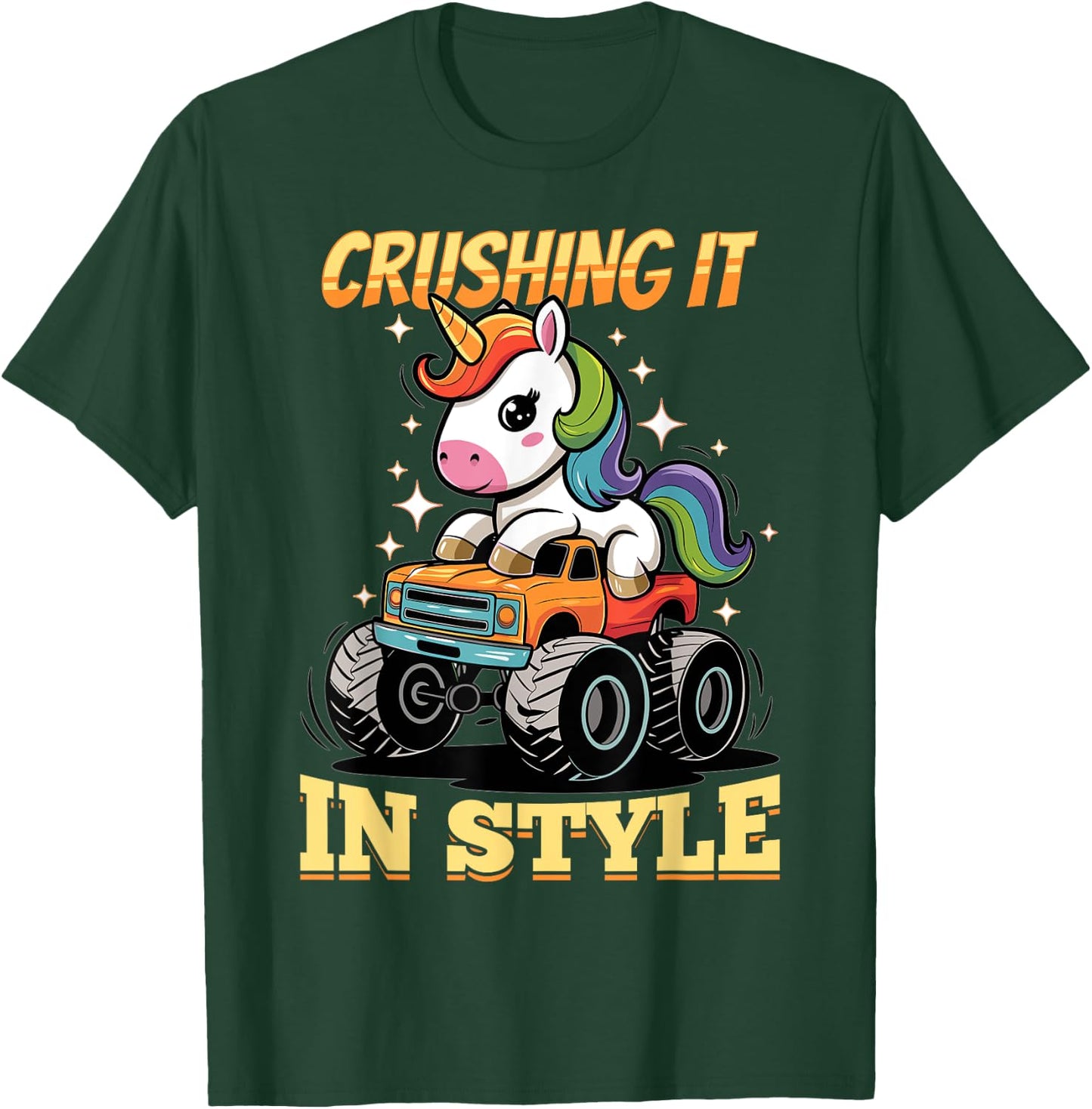 Cute Monster Truck Unicorn Rainbows T-Shirt - T-Shirt | Forest