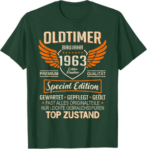 Oldtimer Year 1963 Born Vintage 1963 Birthday , black T-Shirt - T-Shirt | Forest