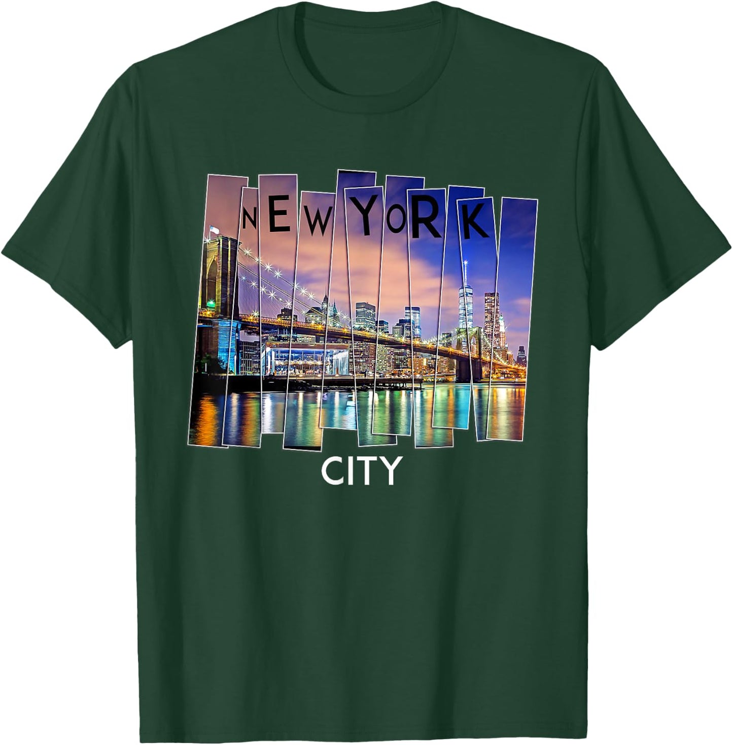New York City Skyline North America Brooklyn Souvenirs Men T-Shirt - T-Shirt | Forest