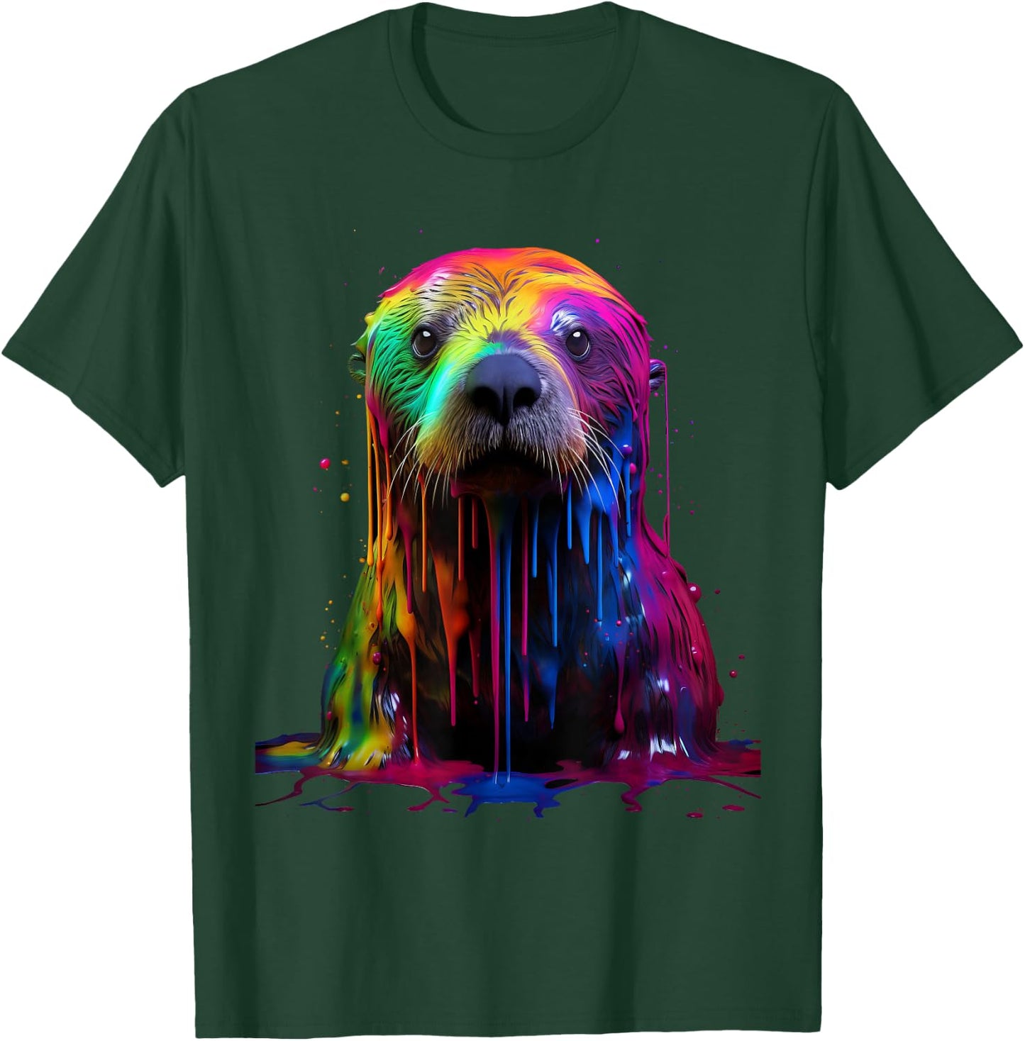 Rainbow Sea Otter Paint T-Shirt - T-Shirt | Forest