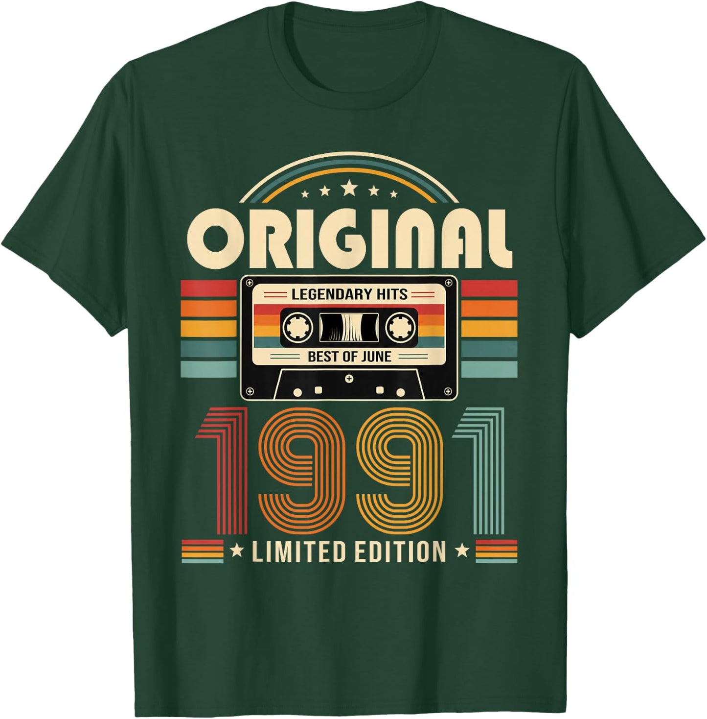 35e Anniversaire Cadeau Homme Juin 1991 Cassette T-Shirt - T-Shirt | Forest