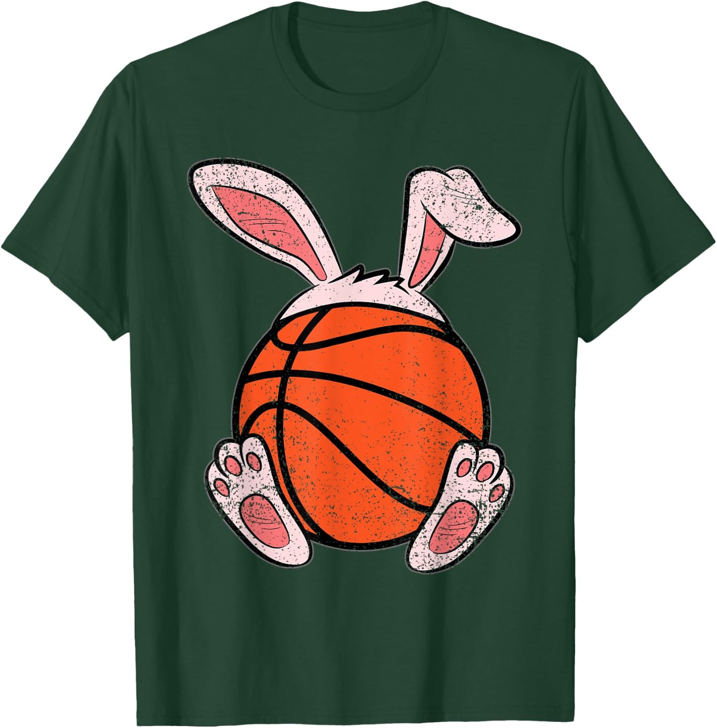 Easter Basketball Lover Bunny Ears Ball Cute Rabbit Sport T-Shirt - T-Shirt | Forest