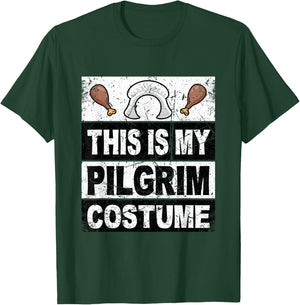 Thanksgiving Shirt Pilgrim Costume Turkey Day Woman Girls T-Shirt - T-Shirt | Forest