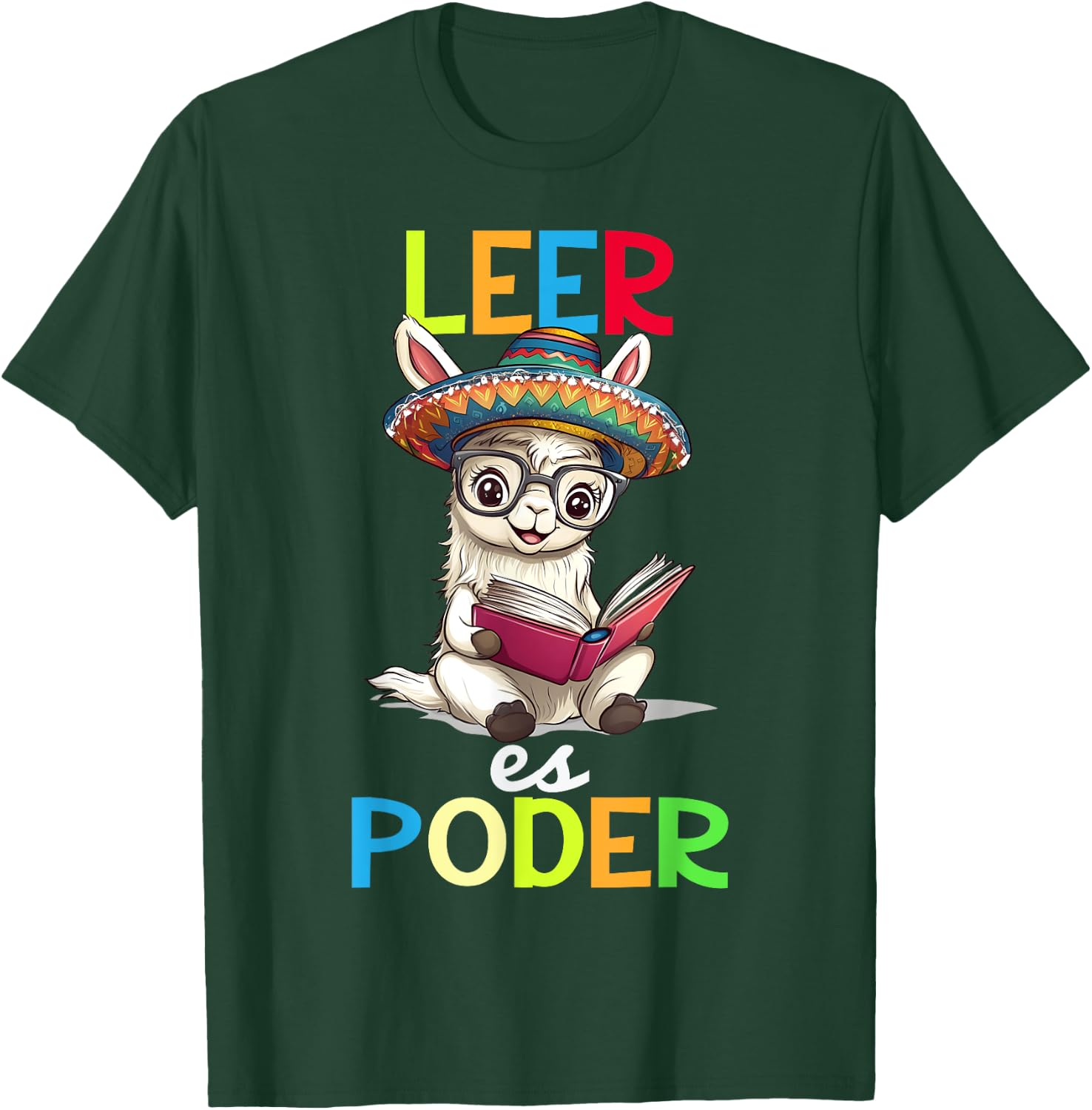 Spanish Reading Book Lover Sloth Maestra Leer Es Poder T-Shirt - T-Shirt | Forest