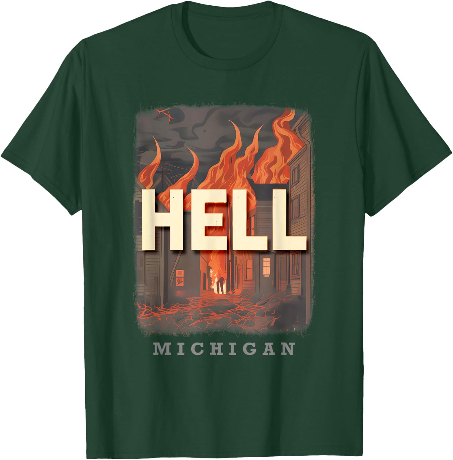 Hell Michigan MI Fiery Inferno SD528 T-Shirt - T-Shirt | Forest