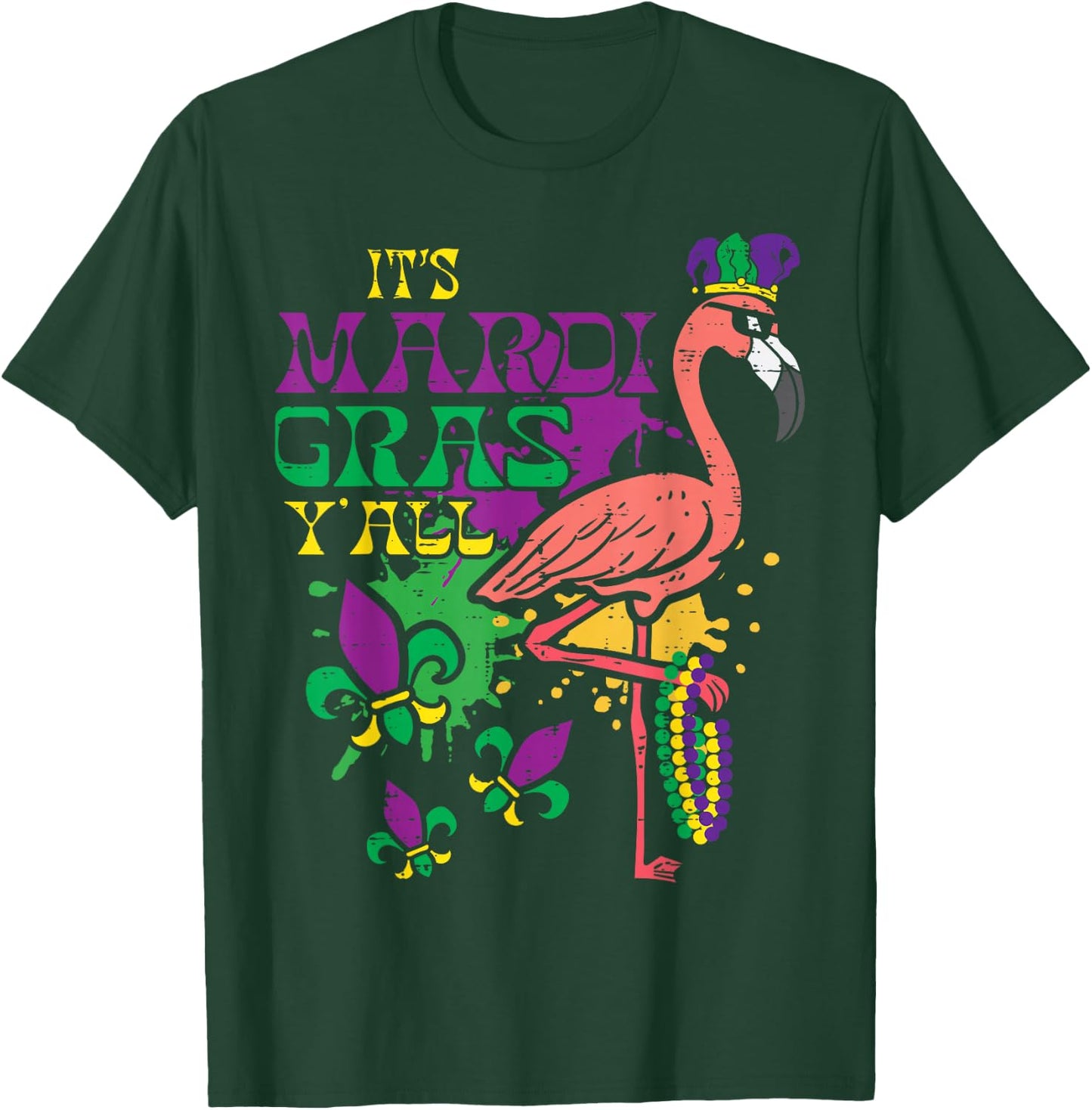 Its Mardi Gras Yall Flamingo Outfit Men Women Children T-Shirt - T-Shirt | Forest