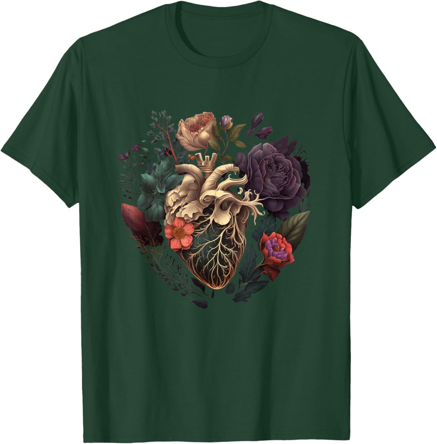 Anatomisches Herz und Blumen For Your Love , black T-Shirt - T-Shirt | Forest