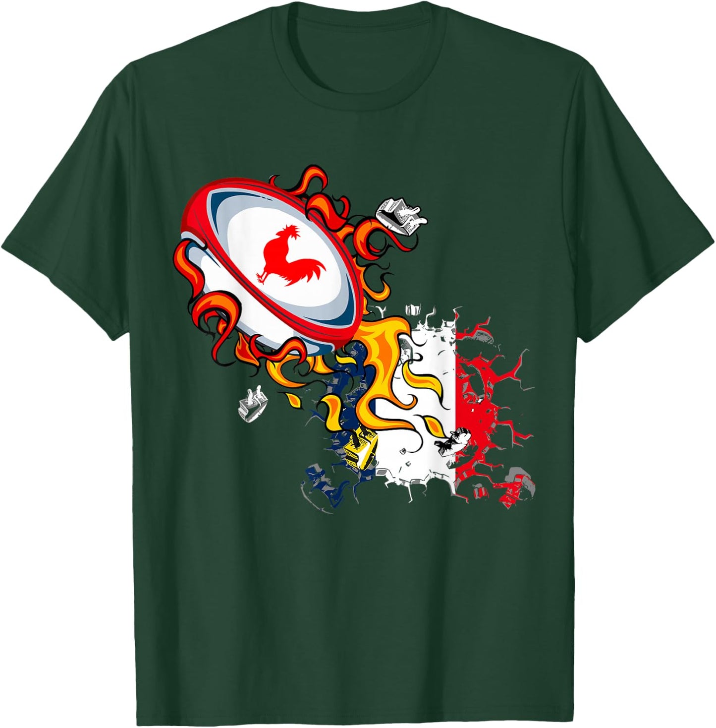 Rugby Shirt Player Child Man Flag Rooster Men Women , Black, S T-Shirt - T-Shirt | Forest