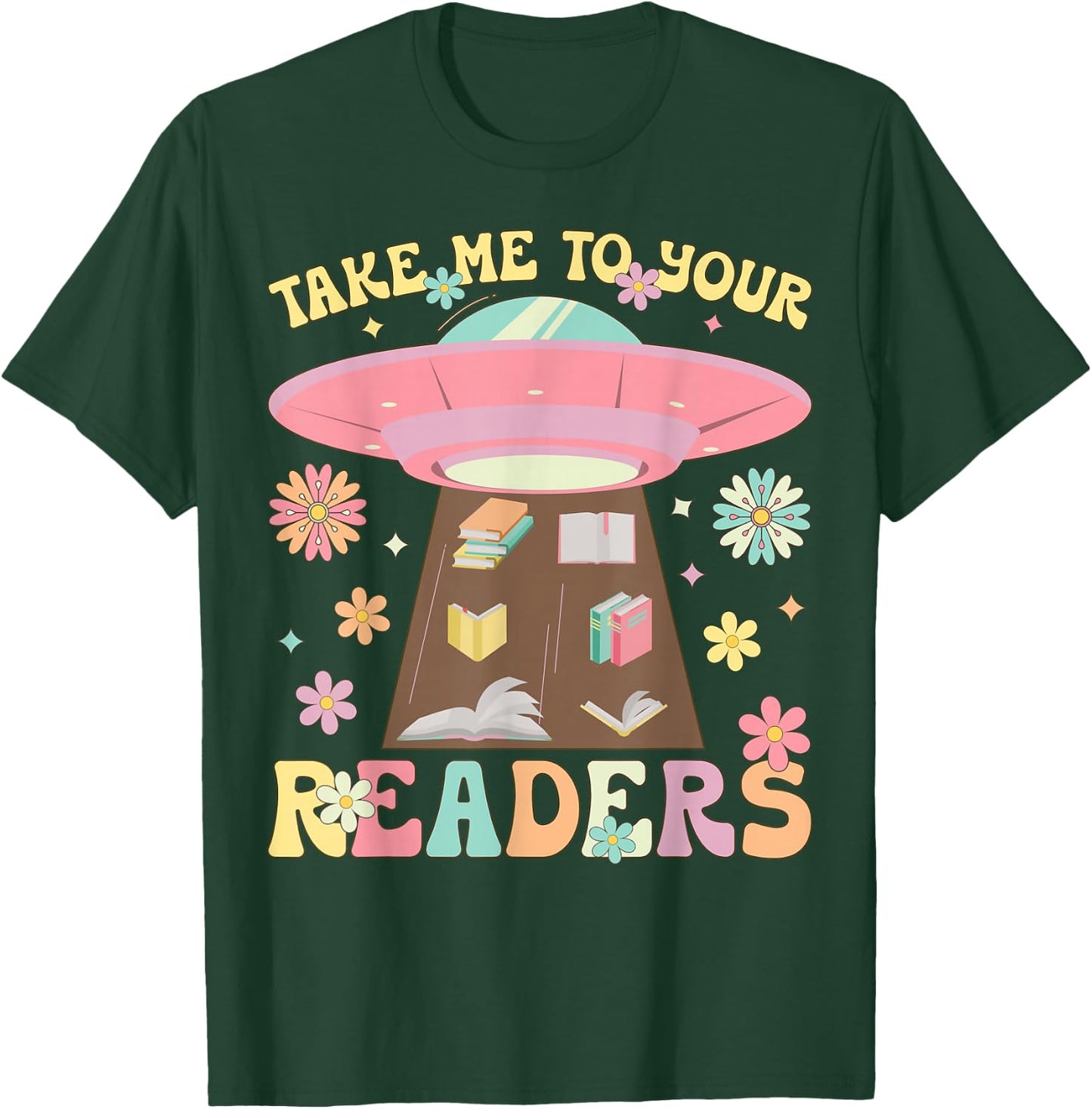Take Me To Your Readers Groovy Book Reader Book Reading T-Shirt - T-Shirt | Forest