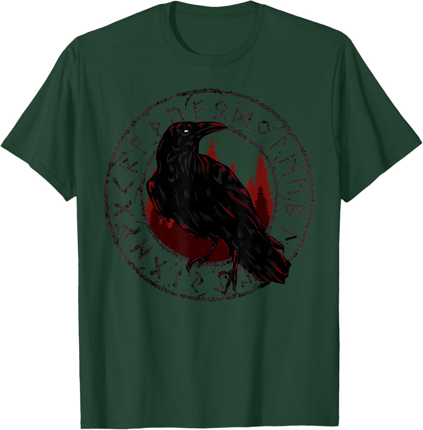 Viking Raven Celtic Mythology Odin Crow T-Shirt - T-Shirt | Forest