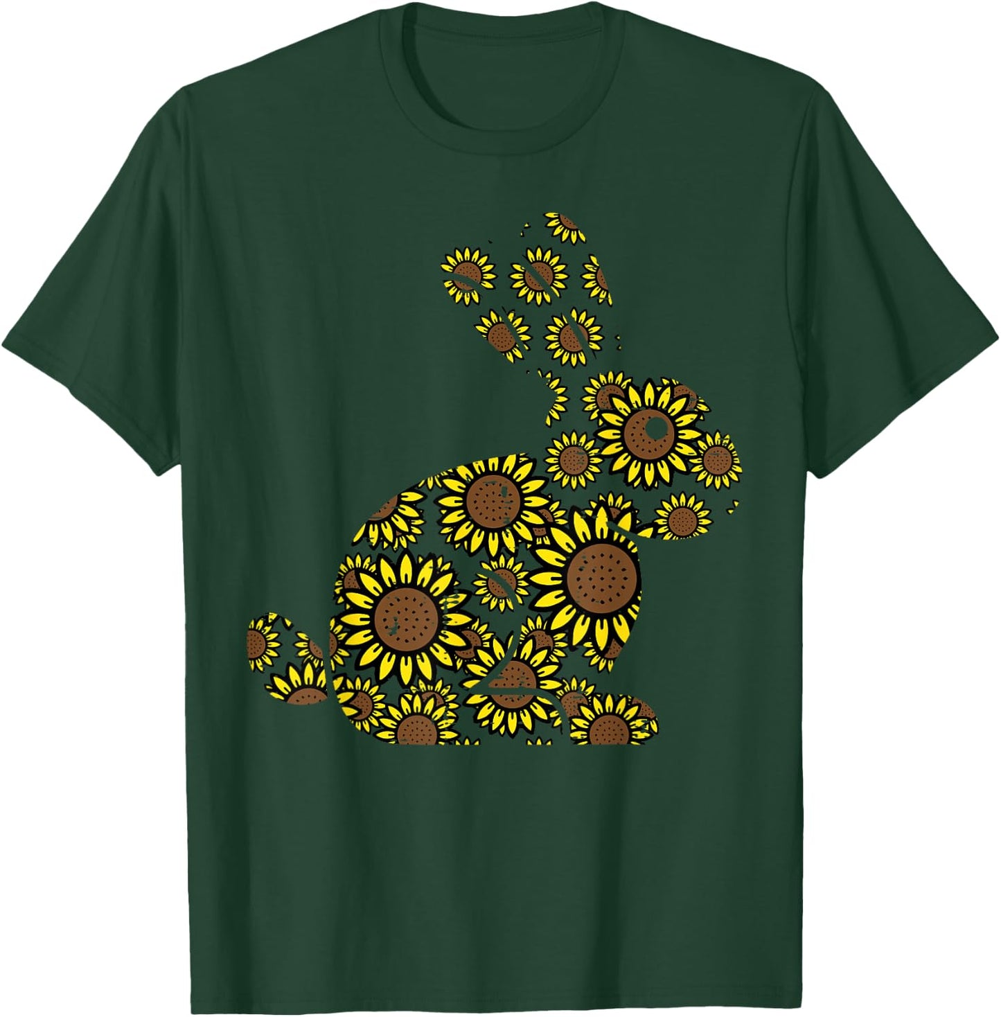 Easter Sunflower Bunny Rabbit Vintage Flower Women Girls Kid T-Shirt - T-Shirt | Forest